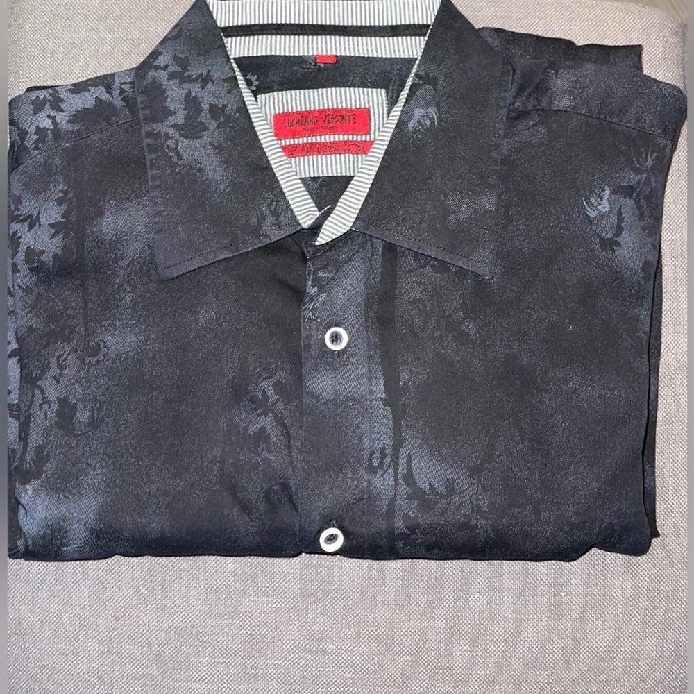 LUCHIANO VISCONTI BLACK Size XL WHITE COTTON
